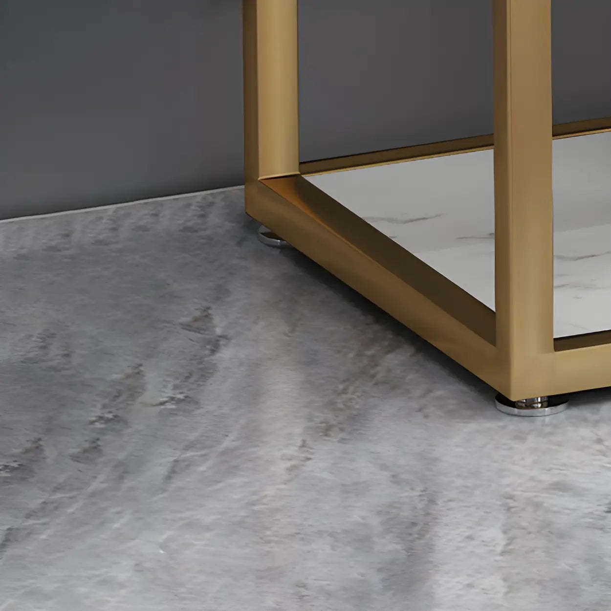 Rectangular Gold Marble Slim Console Table — Gold / White