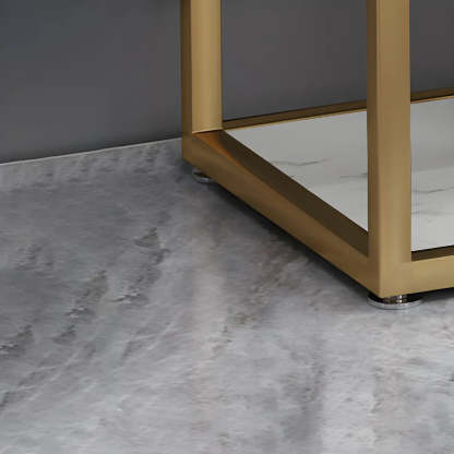 Rectangular Gold Marble Slim Console Table — Gold / White