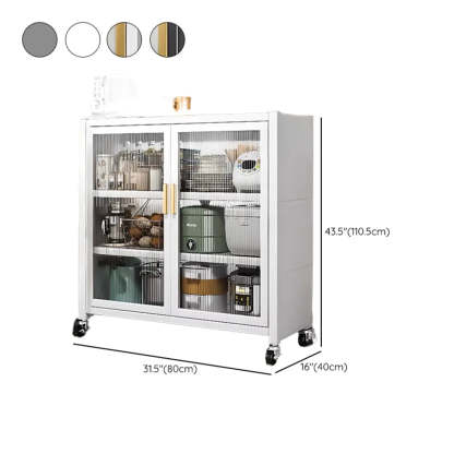 White Metal Rectangular Kitchen China Cabinet