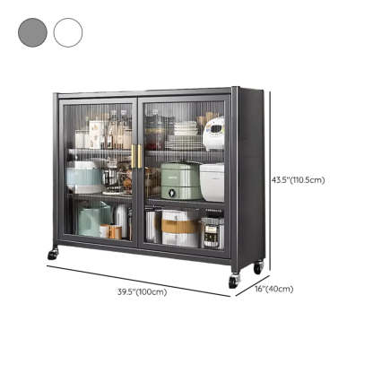 White Metal Rectangular Kitchen China Cabinet