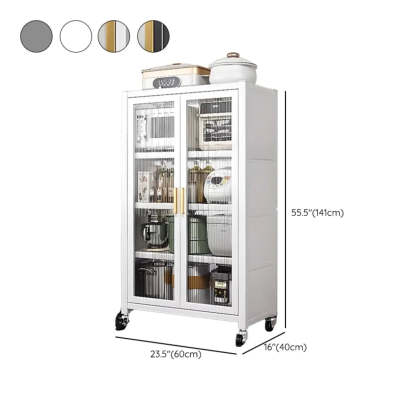 White Metal Rectangular Kitchen China Cabinet