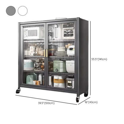 White Metal Rectangular Kitchen China Cabinet