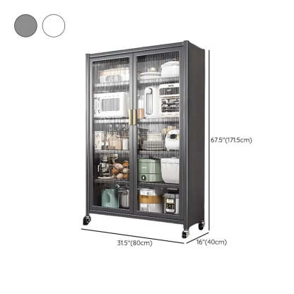 White Metal Rectangular Kitchen China Cabinet