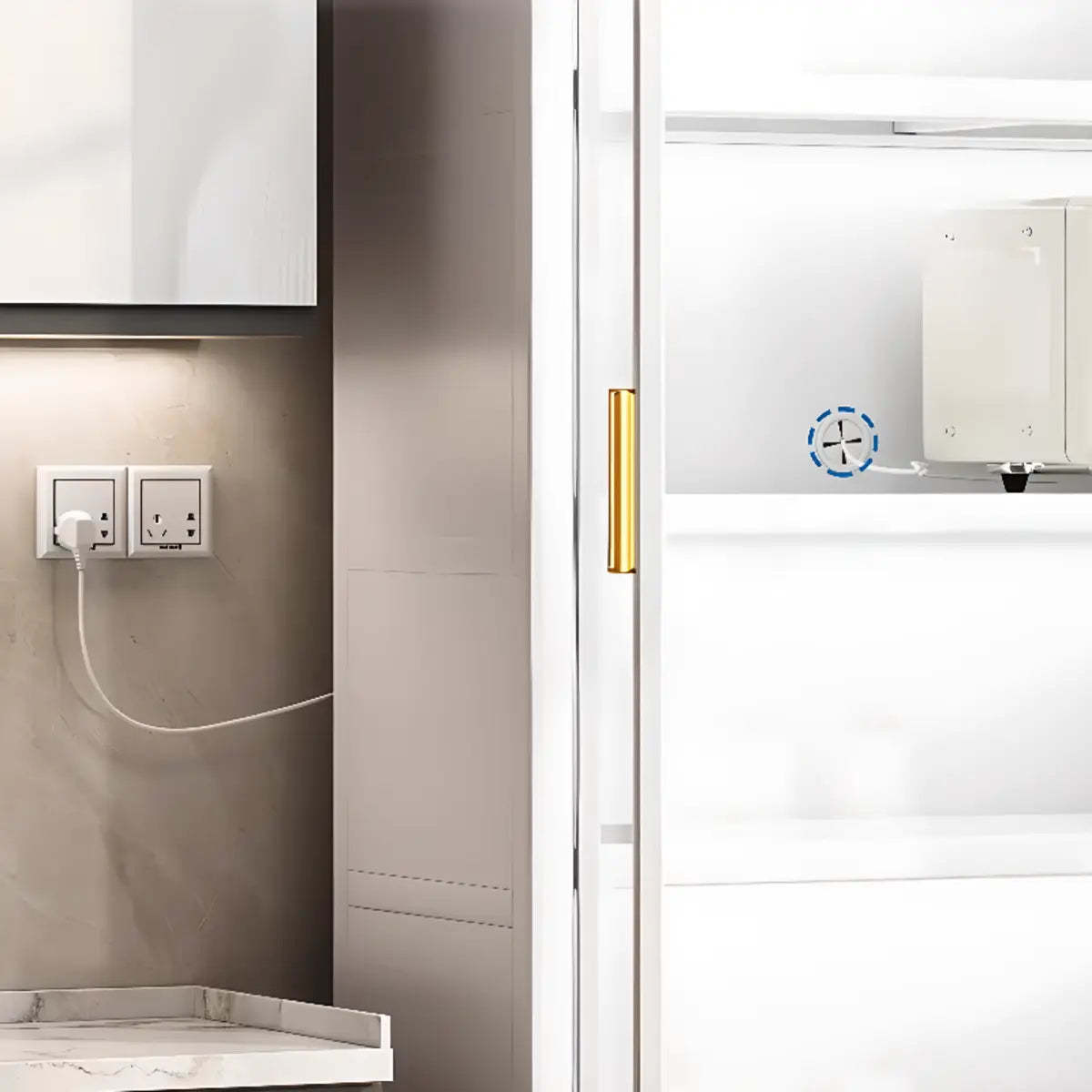 White Metal Rectangular Kitchen China Cabinet — White