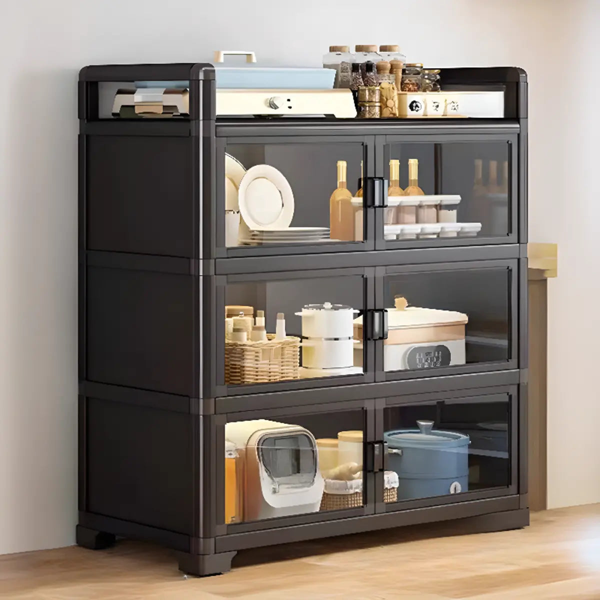 Metal Rectangular Large Storage China Cabinet