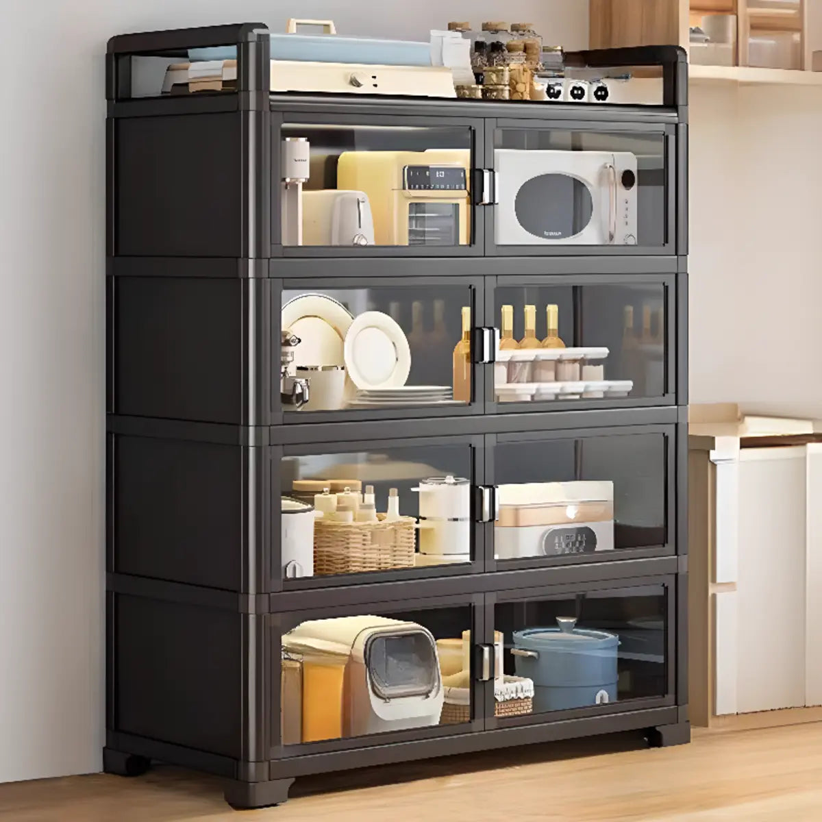 Metal Rectangular Large Storage China Cabinet