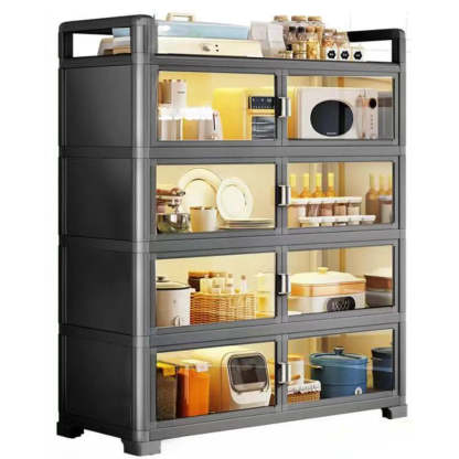 Metal Rectangular Large Storage China Cabinet