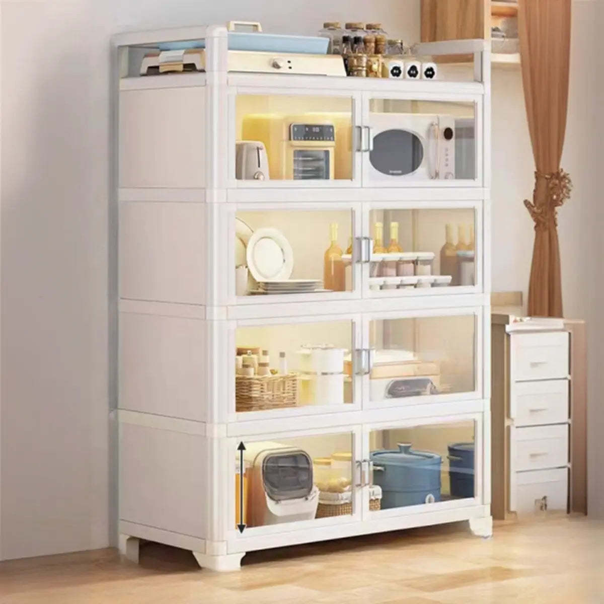 Metal Rectangular Large Storage China Cabinet — Black