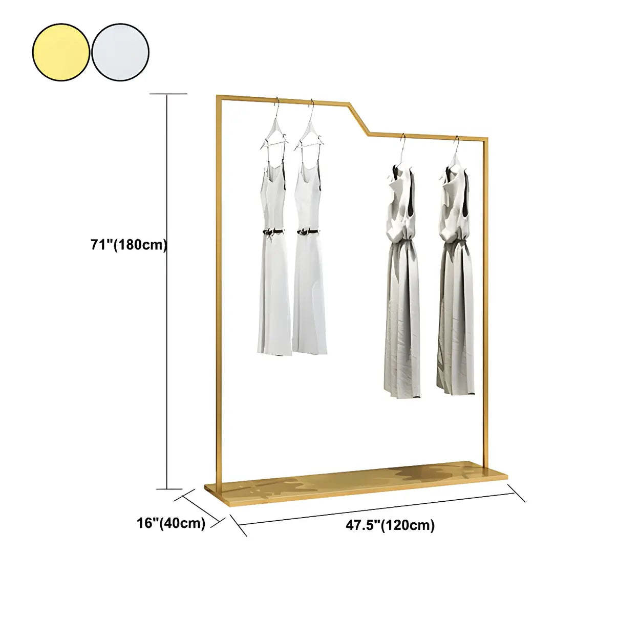 Rectangular Silver Metal Freestanding Coat Rack — Gold