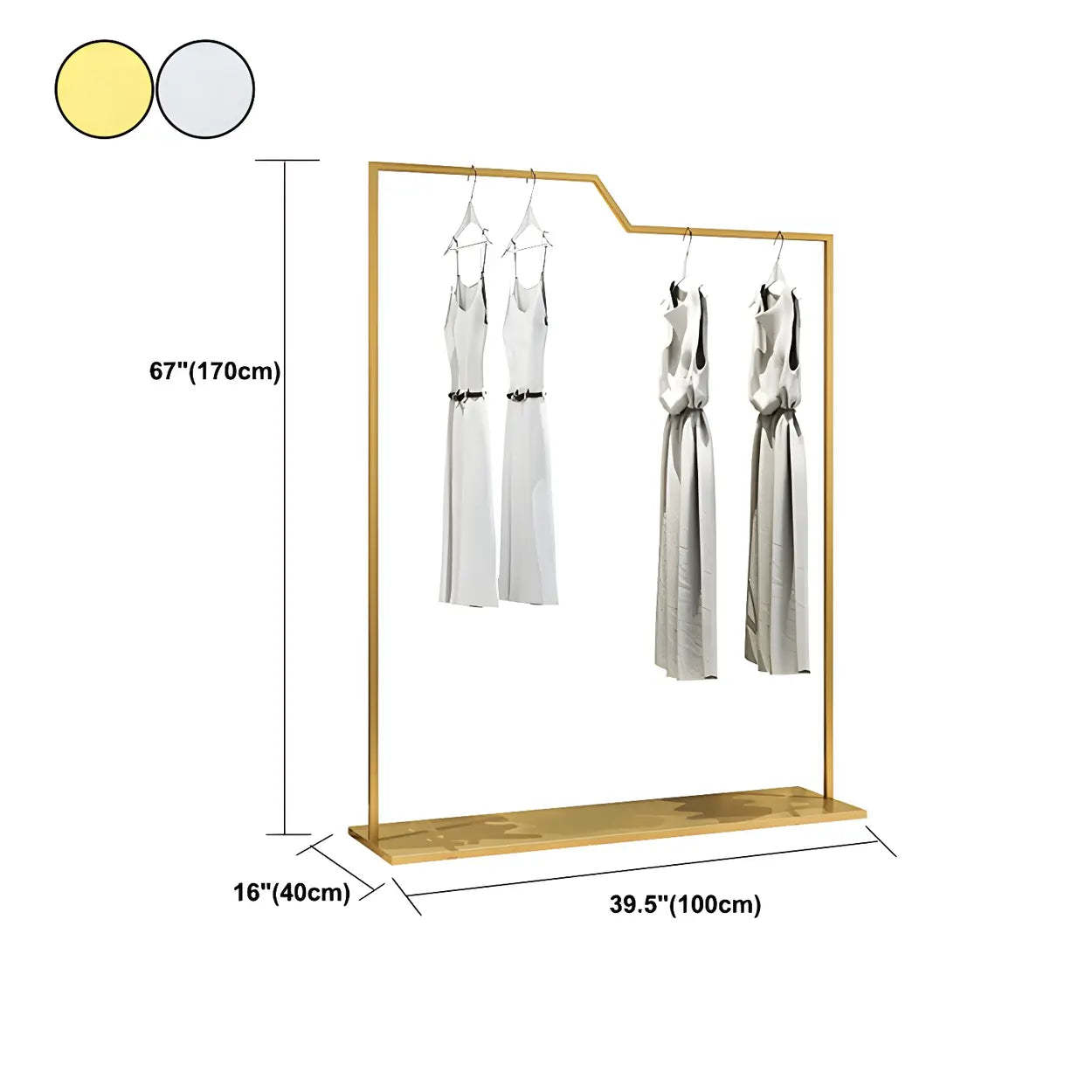 Rectangular Silver Metal Freestanding Coat Rack — Gold