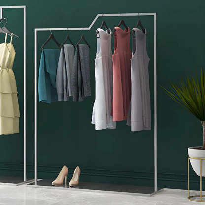 Rectangular Silver Metal Freestanding Coat Rack — Gold