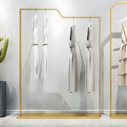 Rectangular Silver Metal Freestanding Coat Rack — Silver