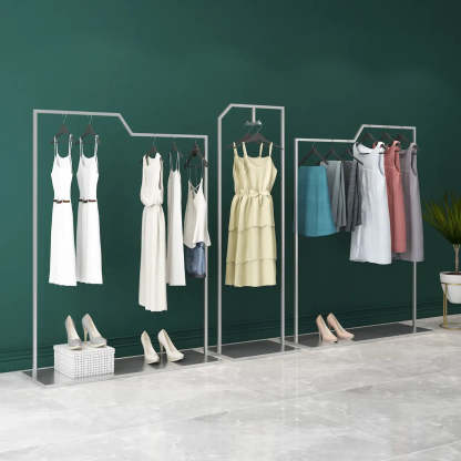 Rectangular Silver Metal Freestanding Coat Rack — Gold