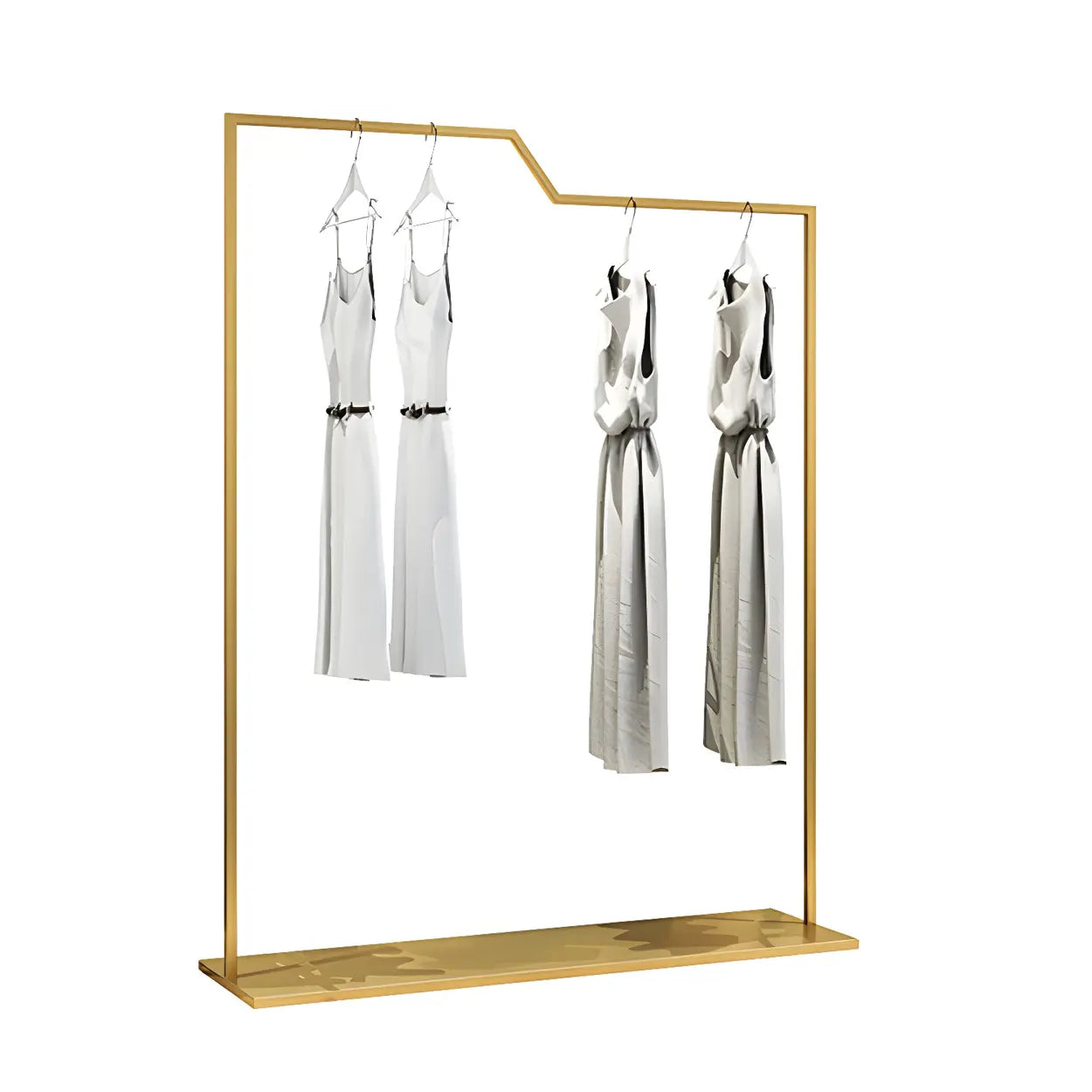 Rectangular Silver Metal Freestanding Coat Rack — Gold