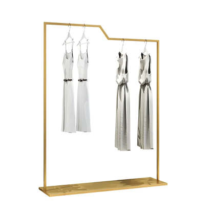 Rectangular Silver Metal Freestanding Coat Rack — Gold
