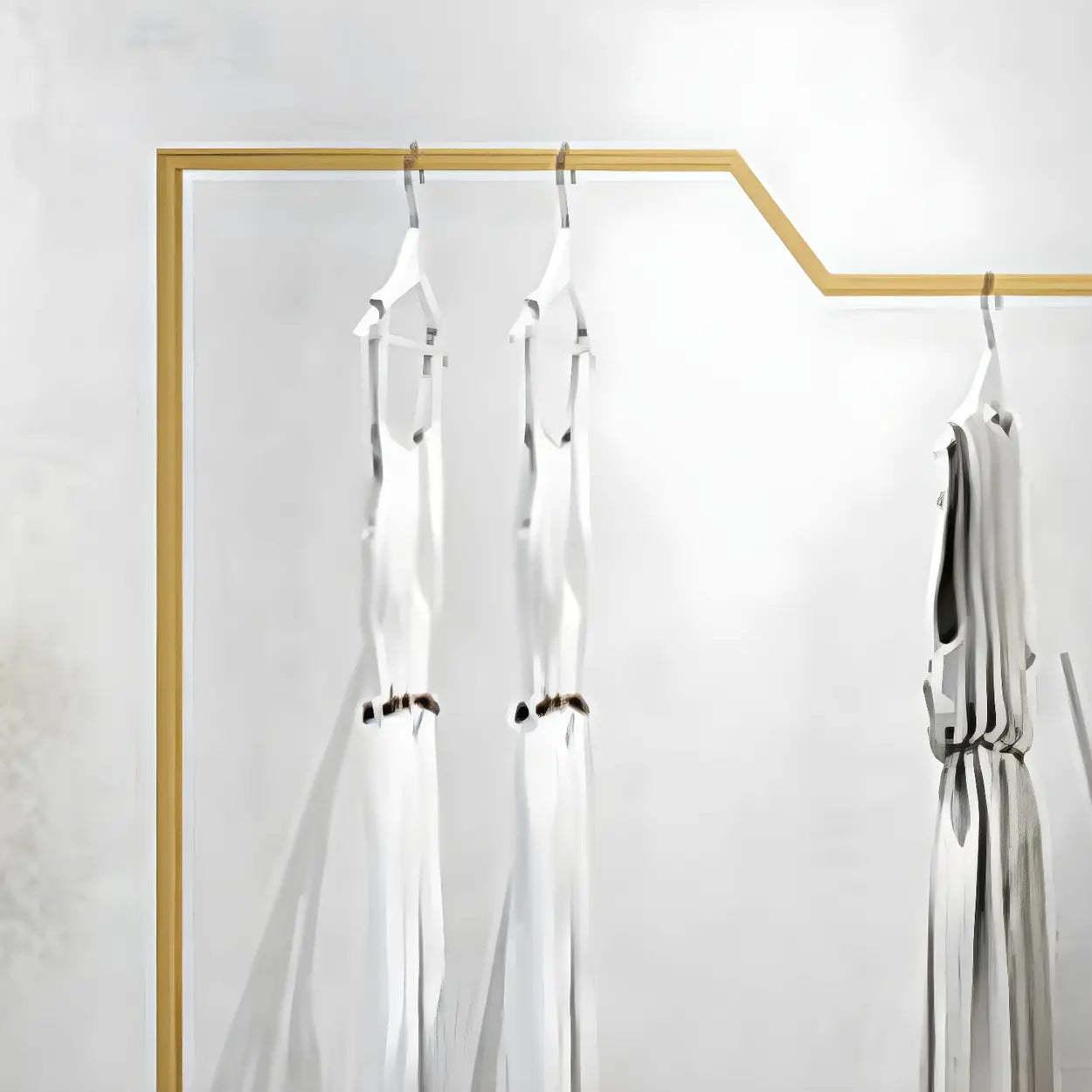 Rectangular Silver Metal Freestanding Coat Rack — Silver