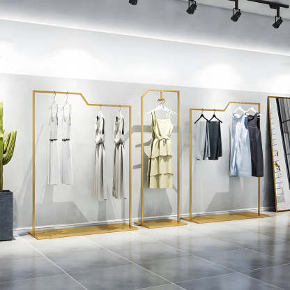 Rectangular Silver Metal Freestanding Coat Rack — Gold