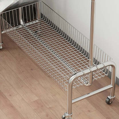 Silver Metal Rectangular Coat Rack with Basket