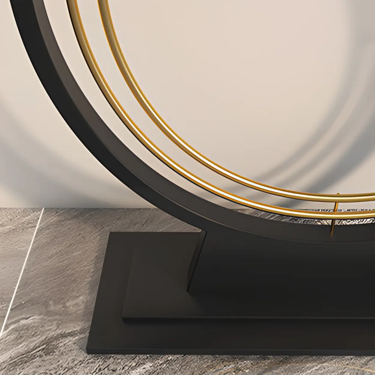 Rectangular Metal Stone White Console Table