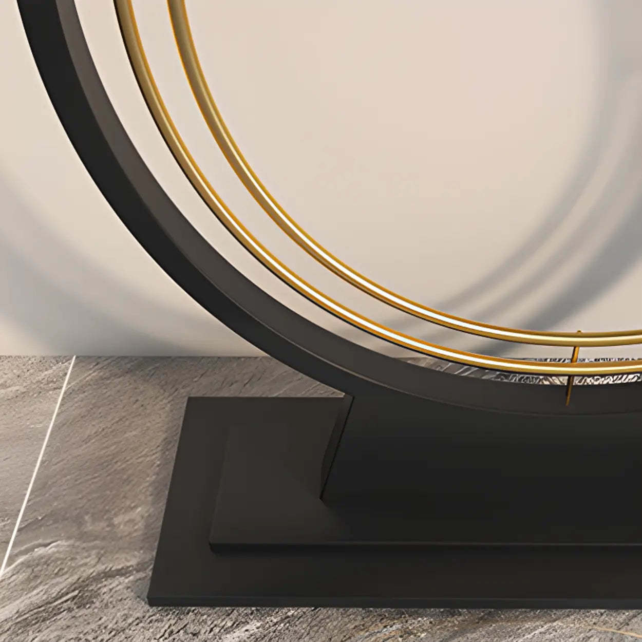 Rectangular Metal Stone White Console Table