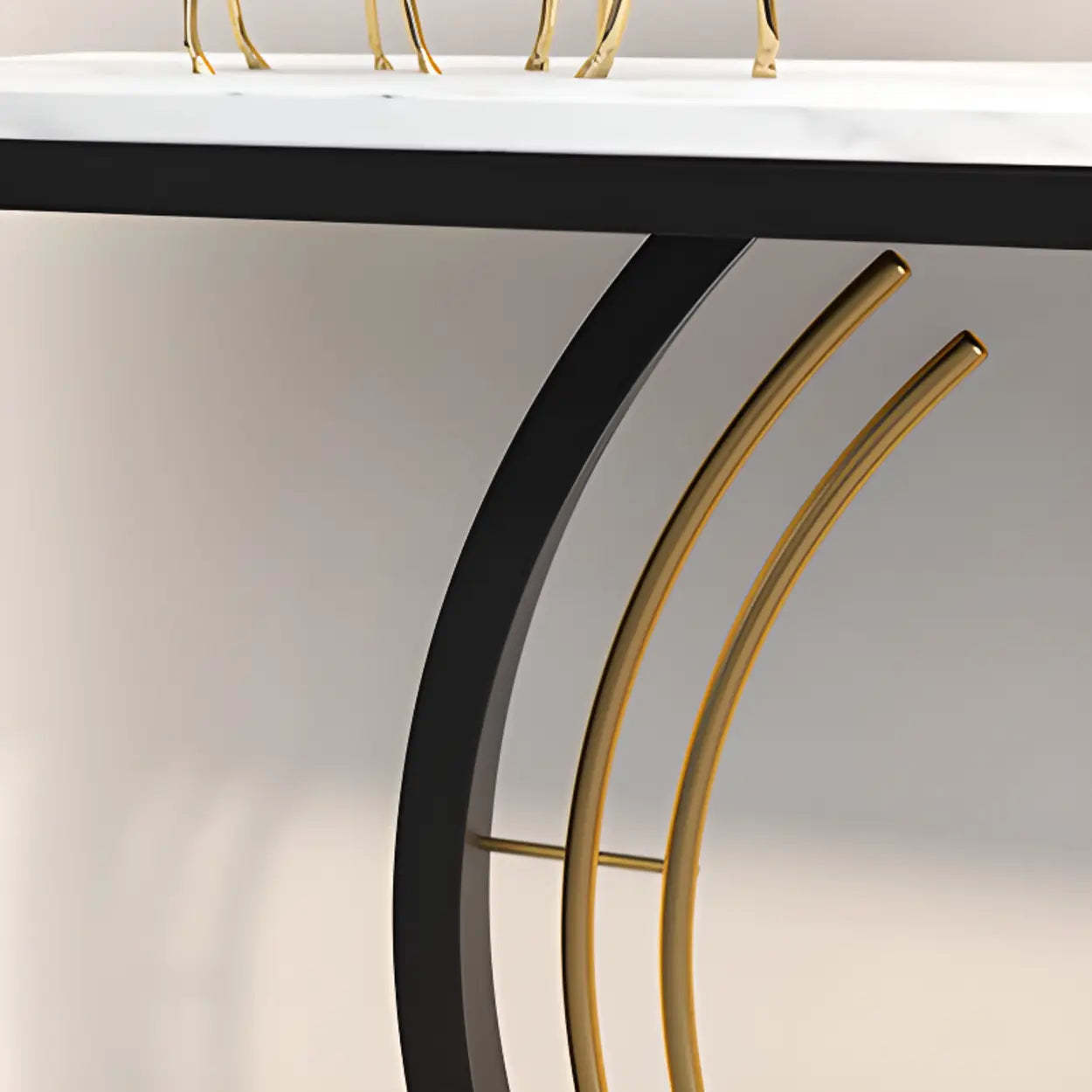 Rectangular Metal Stone White Console Table