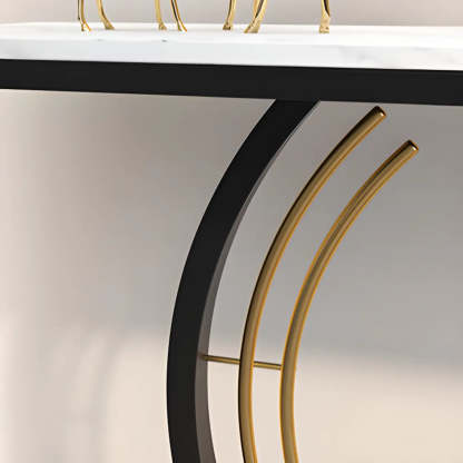 Rectangular Metal Stone White Console Table