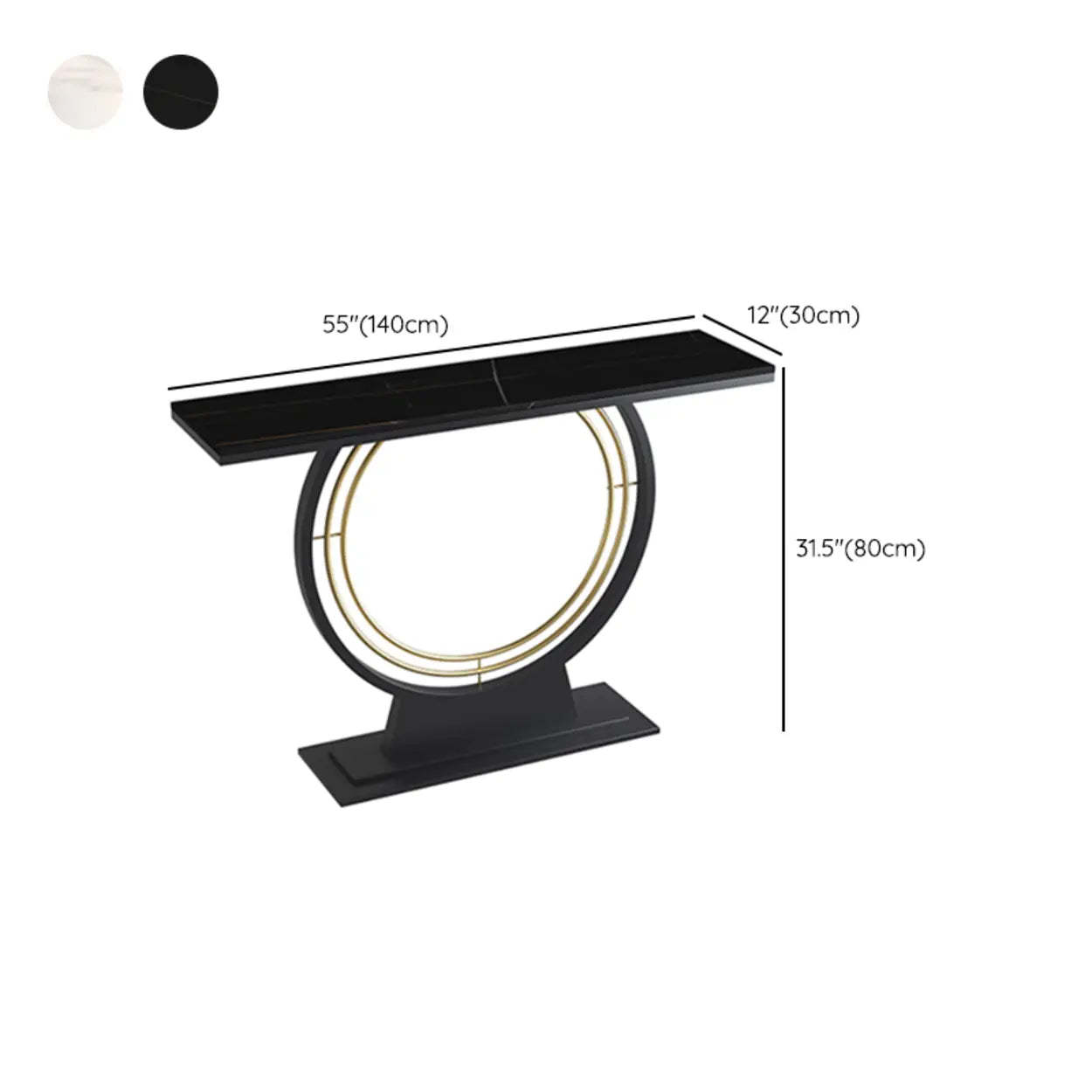 Rectangular Metal Stone White Console Table