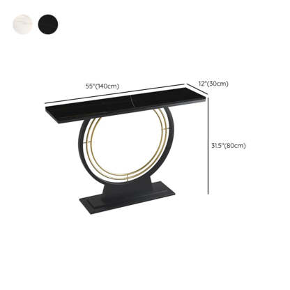 Rectangular Metal Stone White Console Table