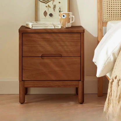 Nut-Brown Rectangular Natural Wood Nightstand — Nut-Brown / 1 Piece