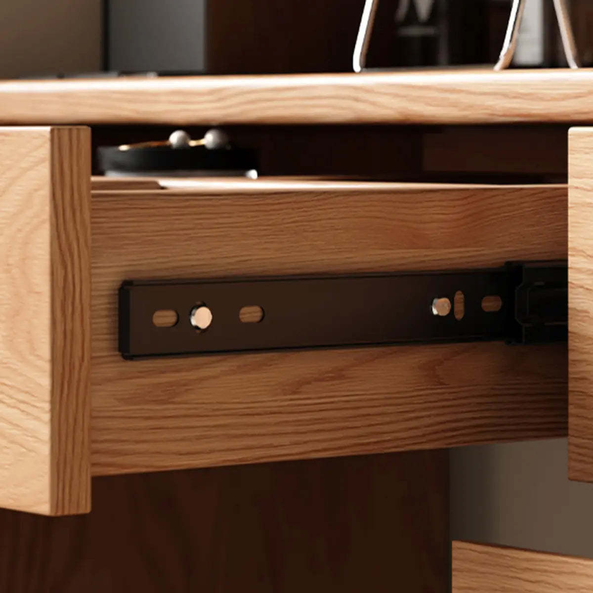 Nut-Brown Oak Drawer Makeup Vanity