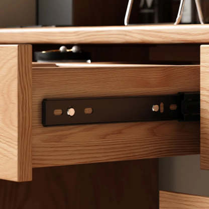 Nut-Brown Oak Drawer Makeup Vanity