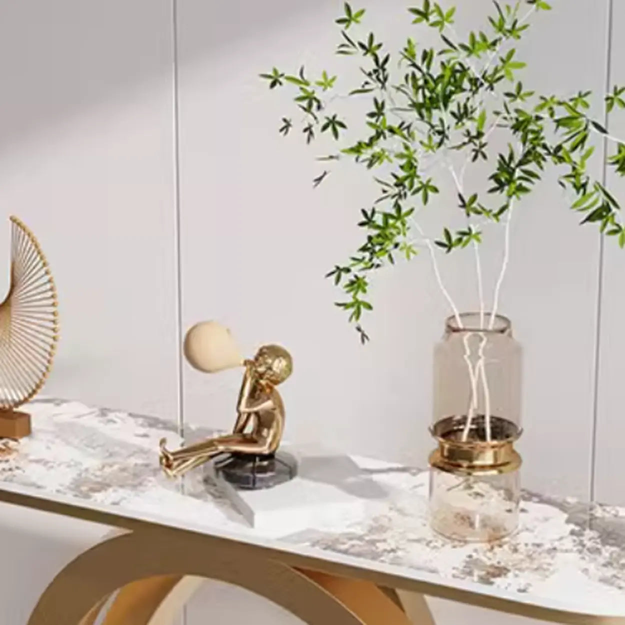 Stone Gold Base Storage Console Table — Blue
