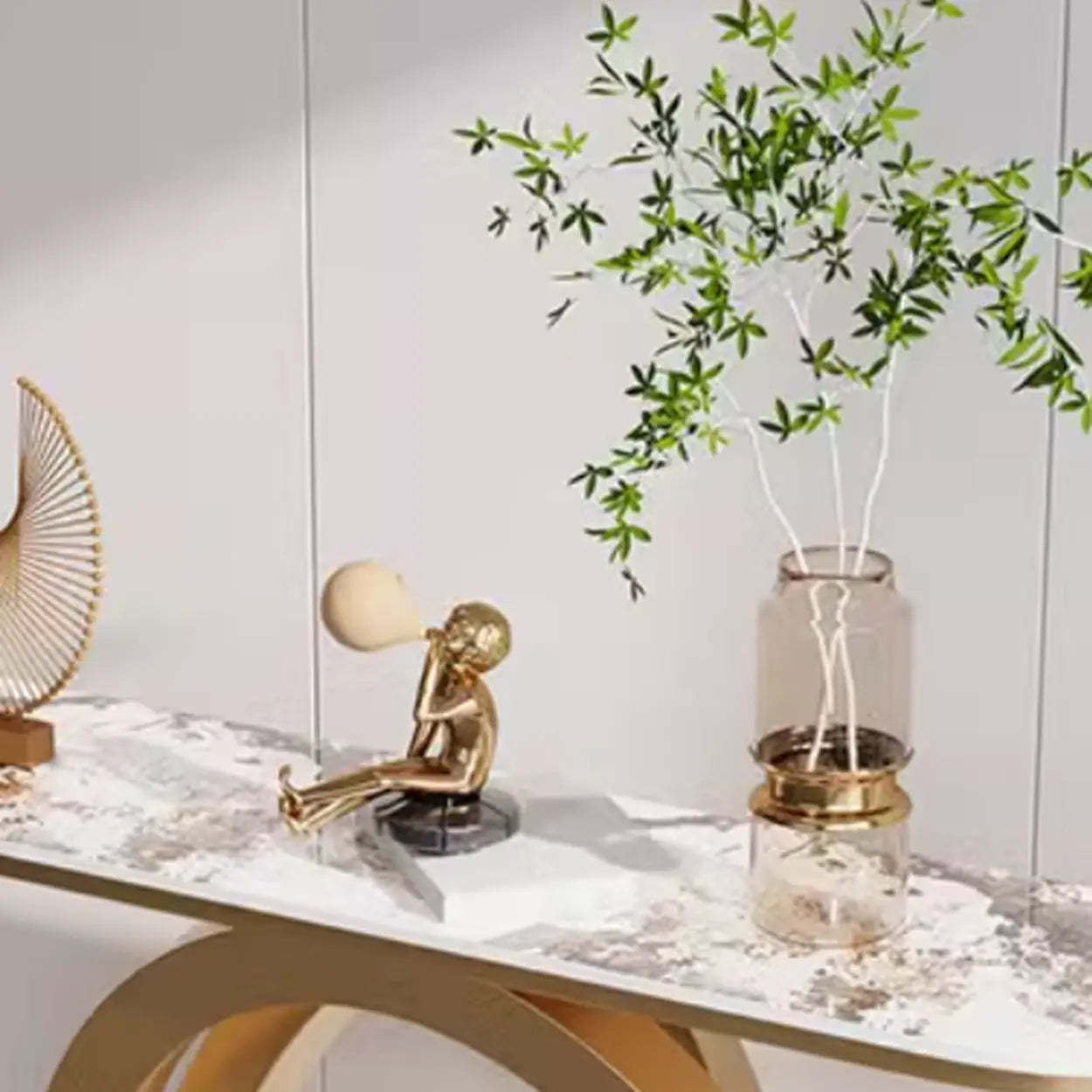 Stone Gold Base Storage Console Table — Blue