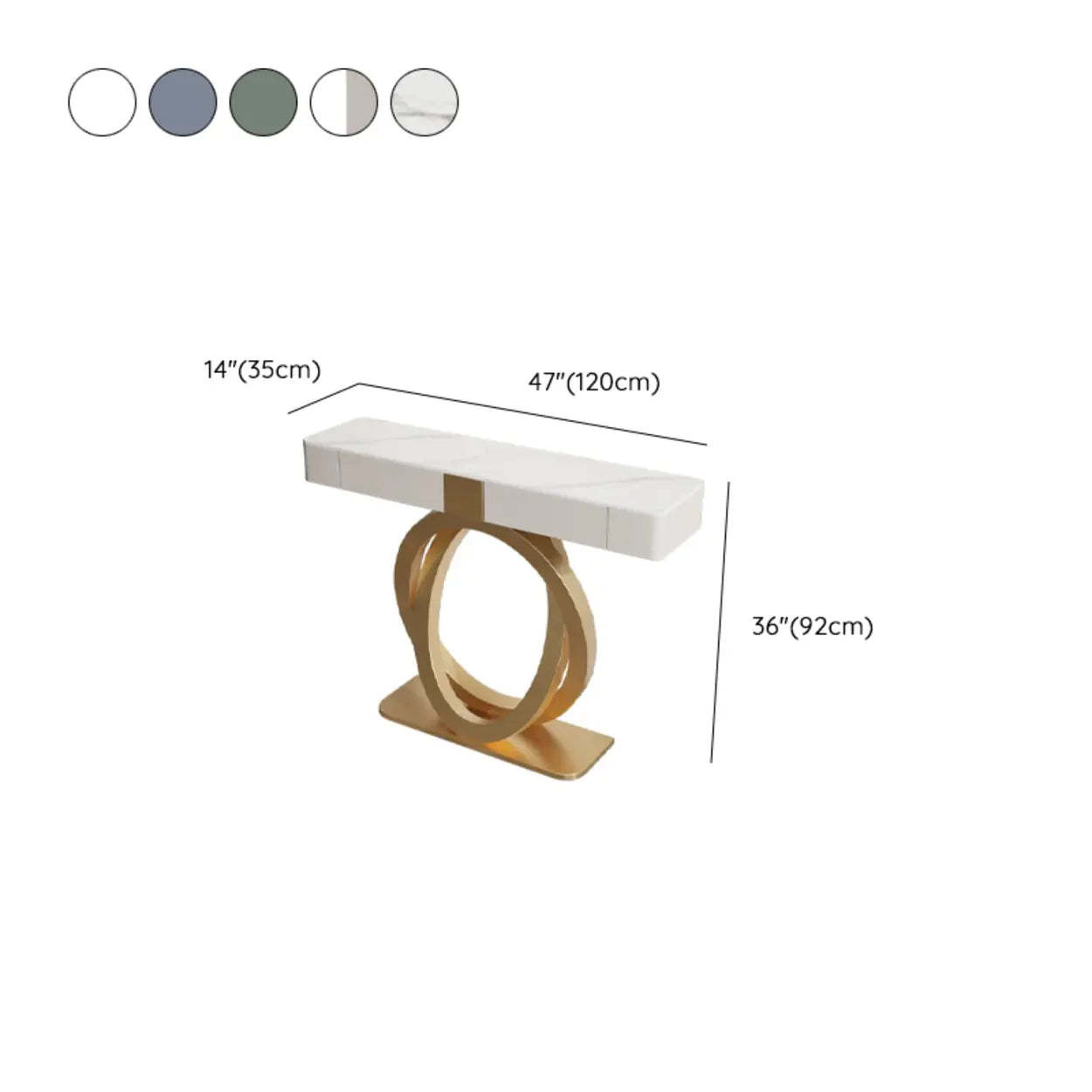 Stone Gold Base Storage Console Table — Green