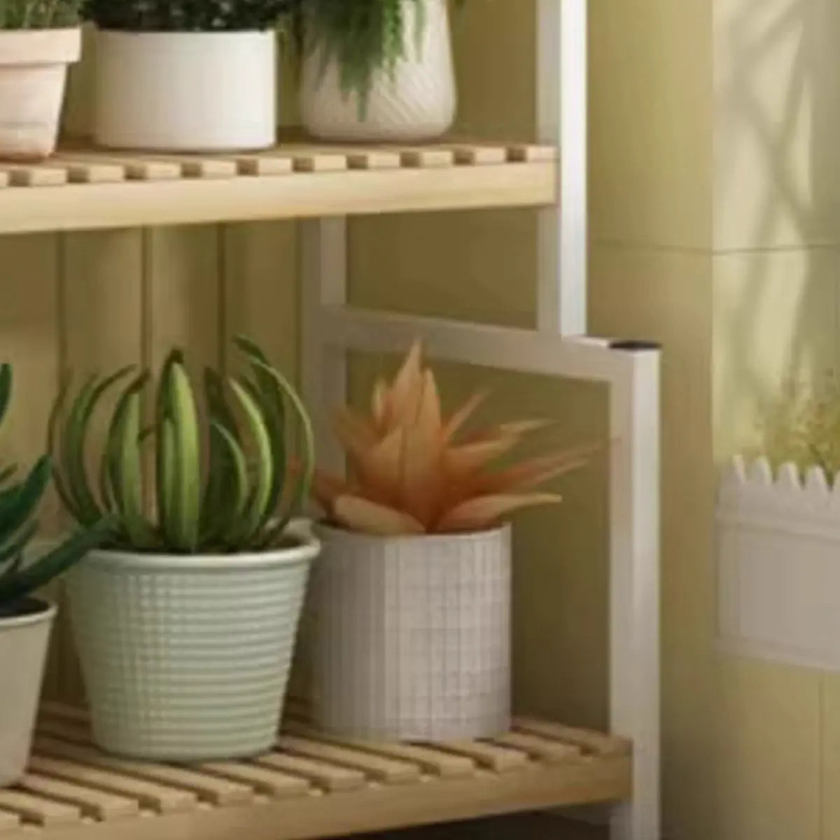 Black Pine Tiered Crate Plant Stand — White