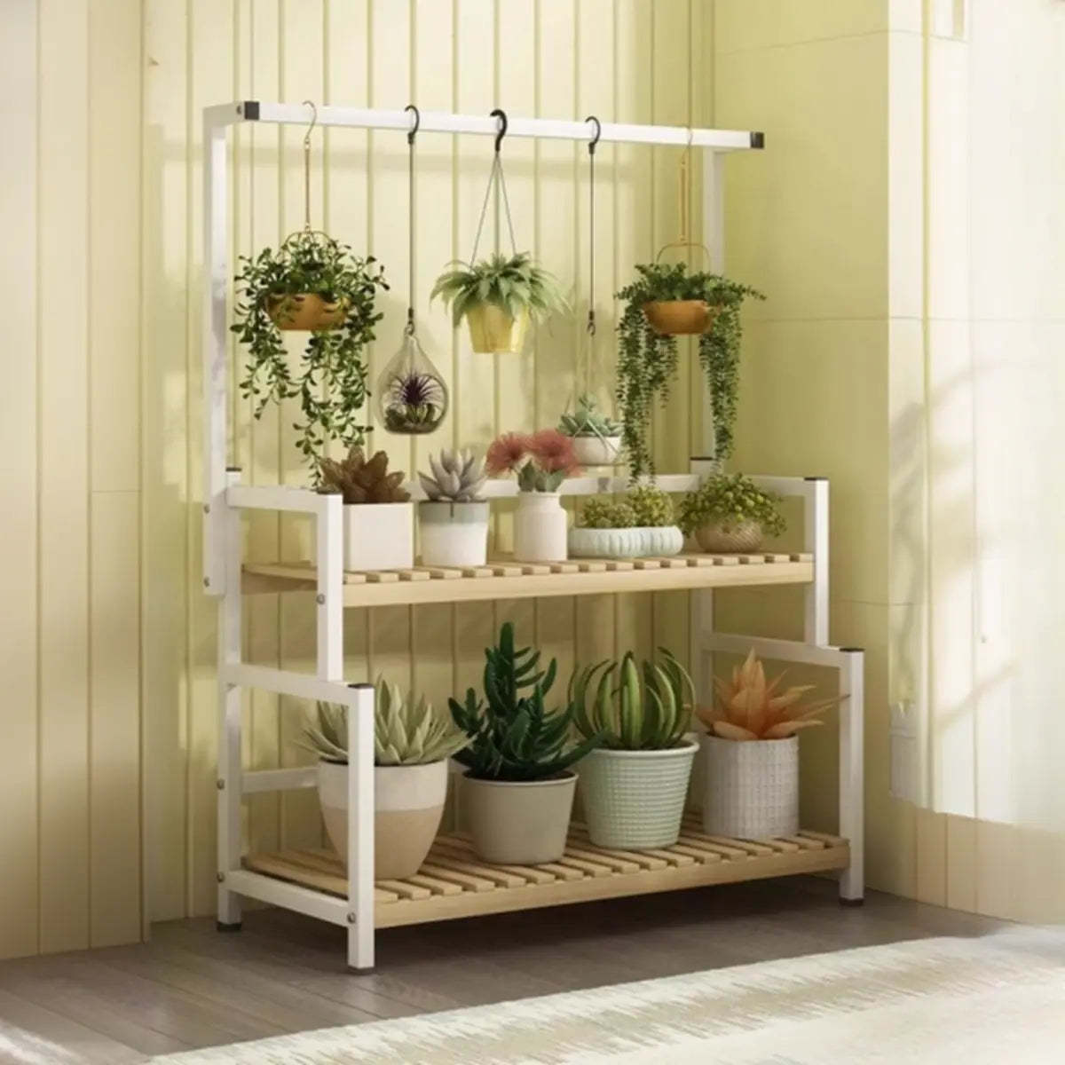 Black Pine Tiered Crate Plant Stand — White