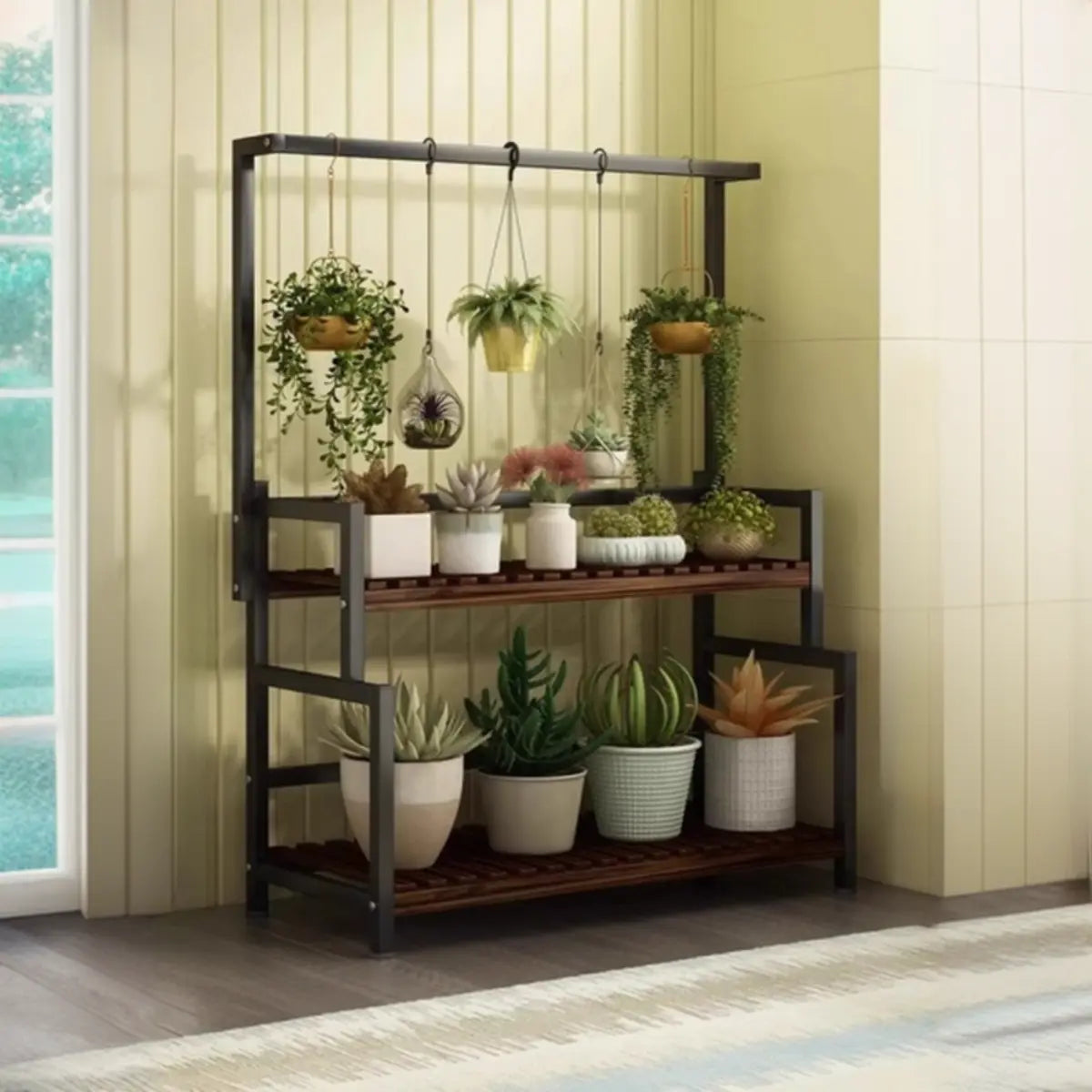 Black Pine Tiered Crate Plant Stand