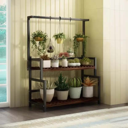 Black Pine Tiered Crate Plant Stand