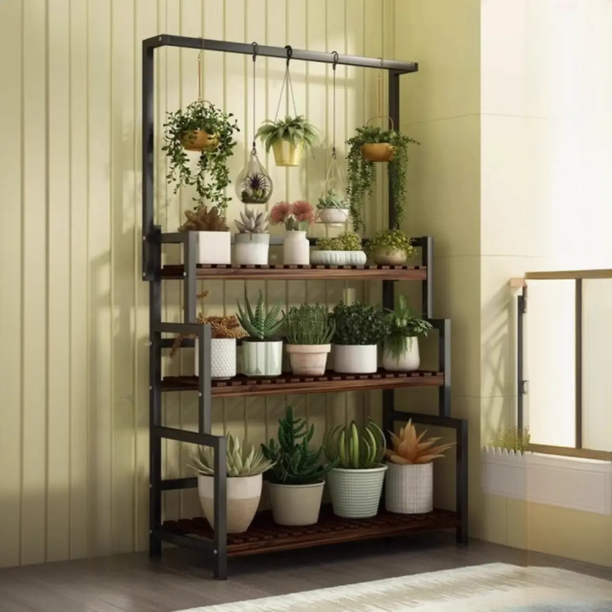 Black Pine Tiered Crate Plant Stand