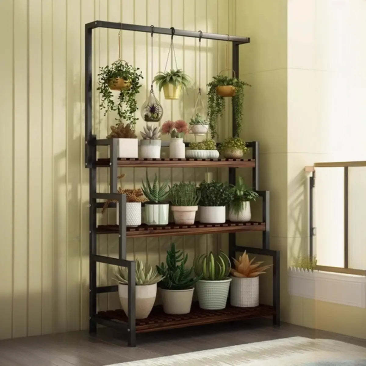 Black Pine Tiered Crate Plant Stand