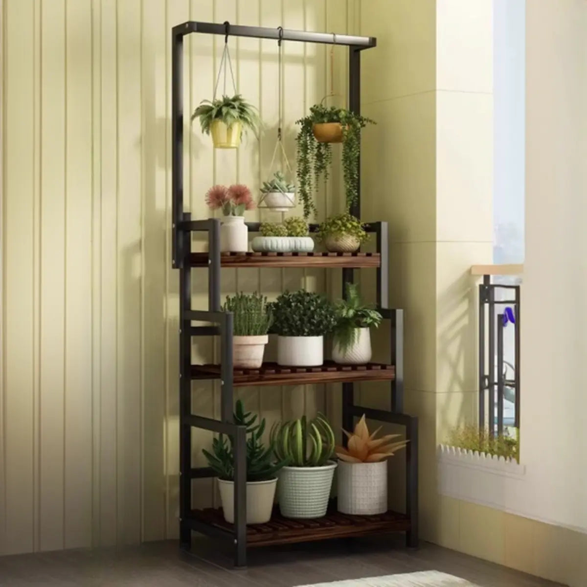 Black Pine Tiered Crate Plant Stand