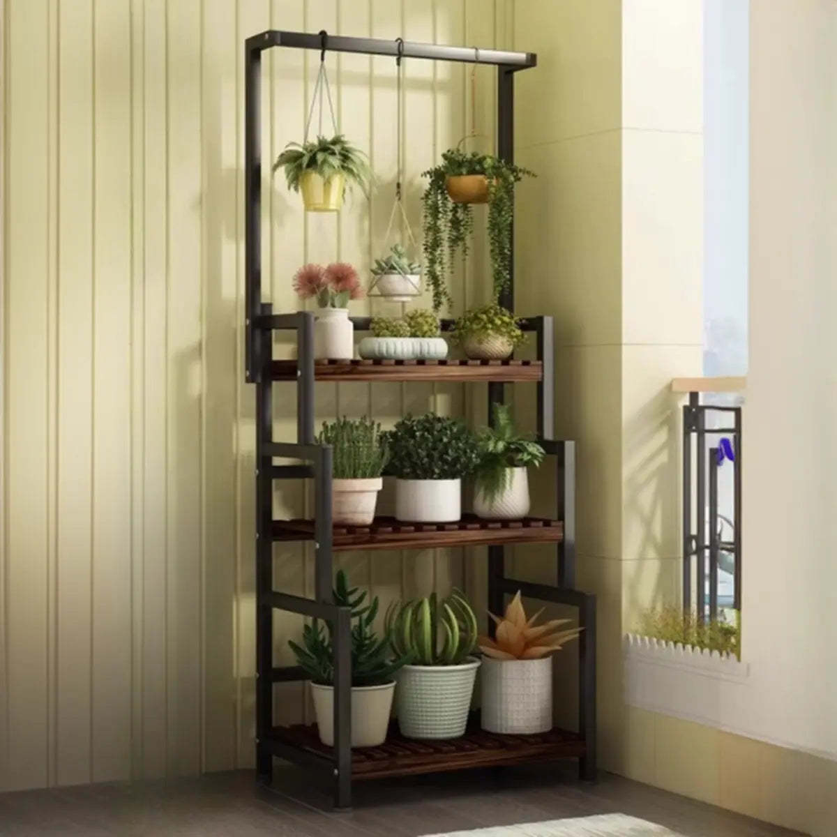 Black Pine Tiered Crate Plant Stand