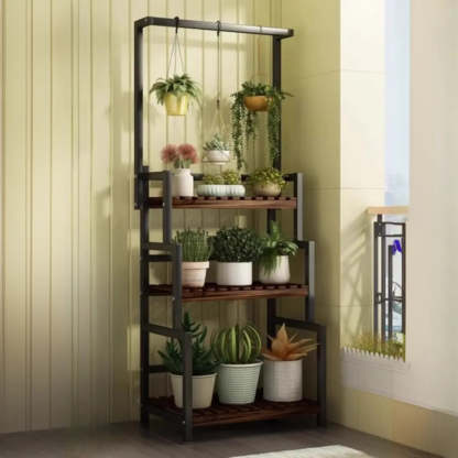 Black Pine Tiered Crate Plant Stand