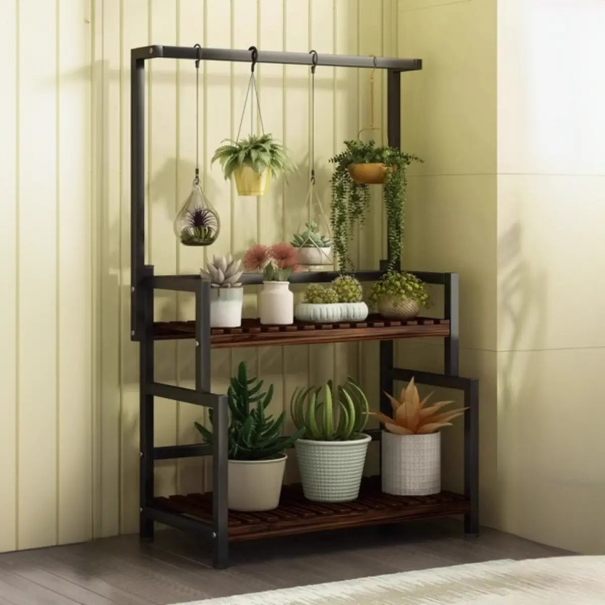 Black Pine Tiered Crate Plant Stand