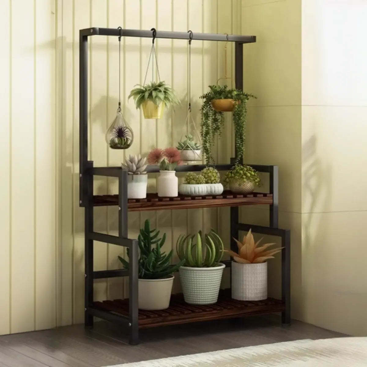 Black Pine Tiered Crate Plant Stand