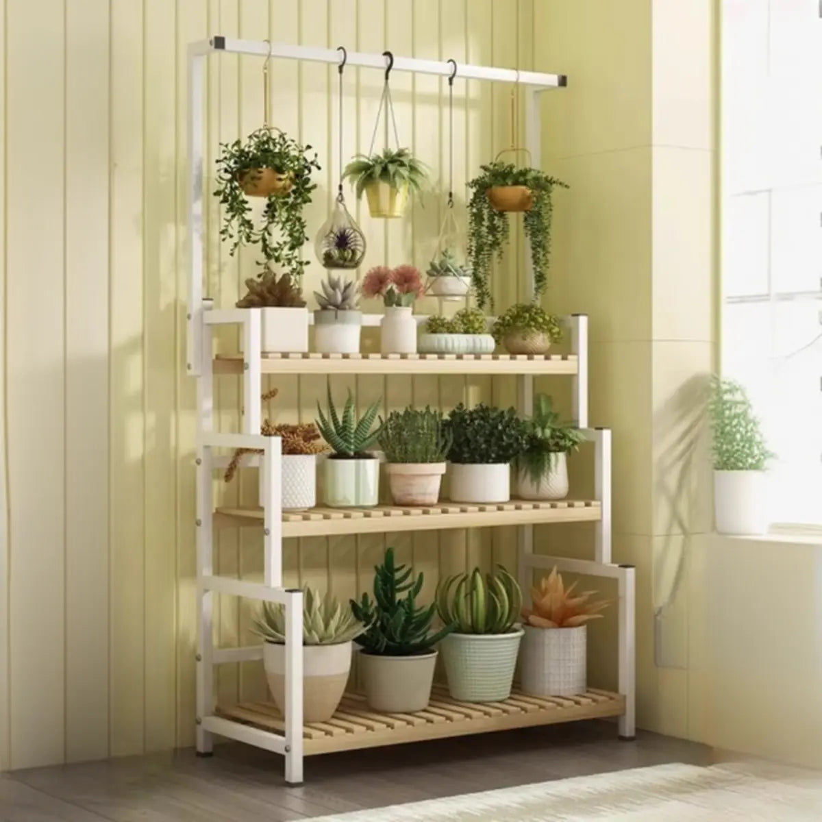 Black Pine Tiered Crate Plant Stand — White