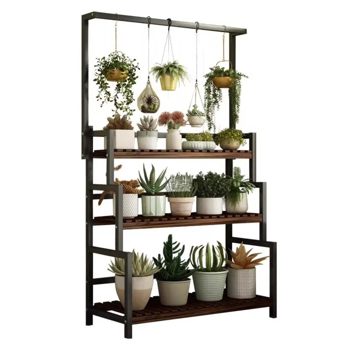 Black Pine Tiered Crate Plant Stand — Black