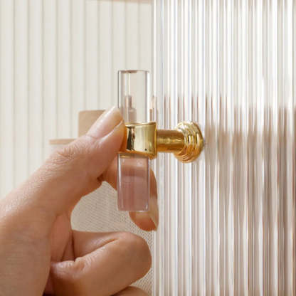 Rectangular Ribbed Glass Wood Small Display Cabinet