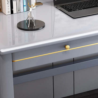 Rubberwood Drawer H-Shape Computer Desk — Natural Finish / Table Only