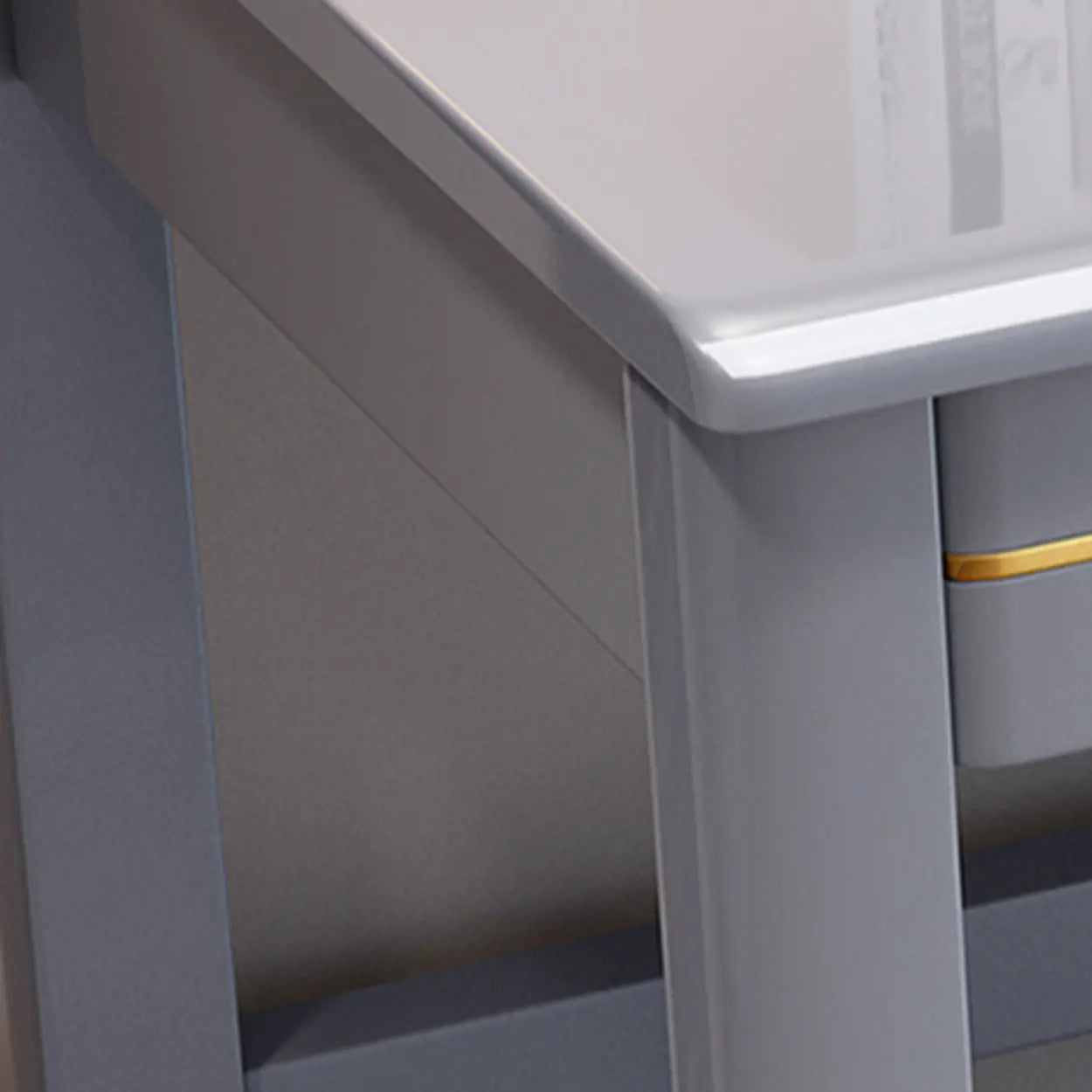 Rubberwood Drawer H-Shape Computer Desk — Walnut / Table Only